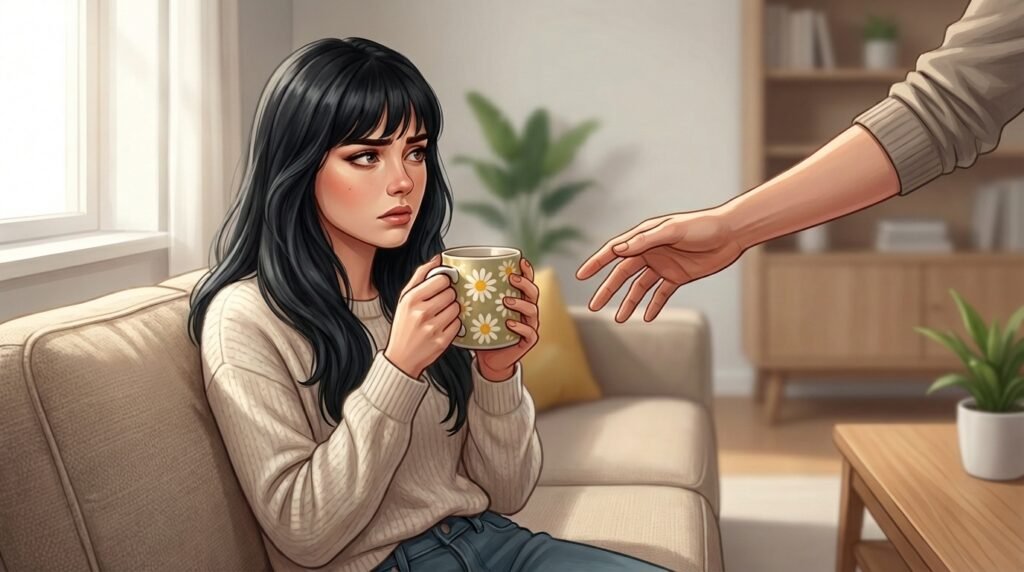 Pessoa autista segurando um objeto pessoal importante enquanto outra pessoa tenta pegá-lo, representando apego emocional a objetos e necessidade de previsibilidade.